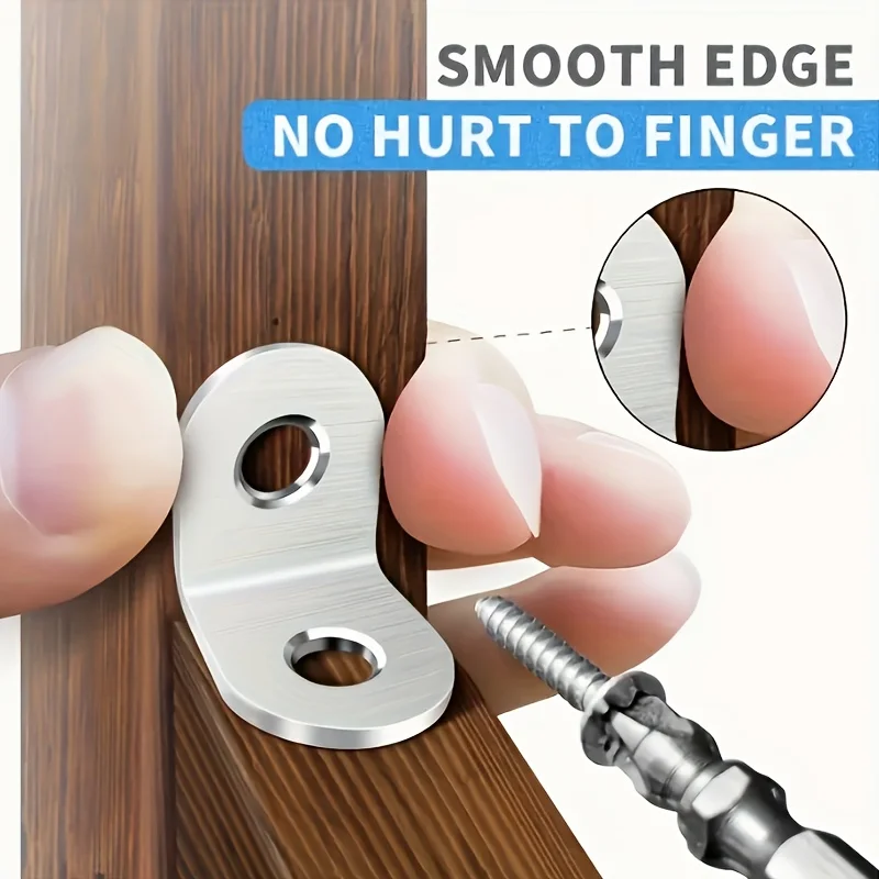 10sets household stainless steel angle brackets, 90-degree right-angle fastener accessories, with screws