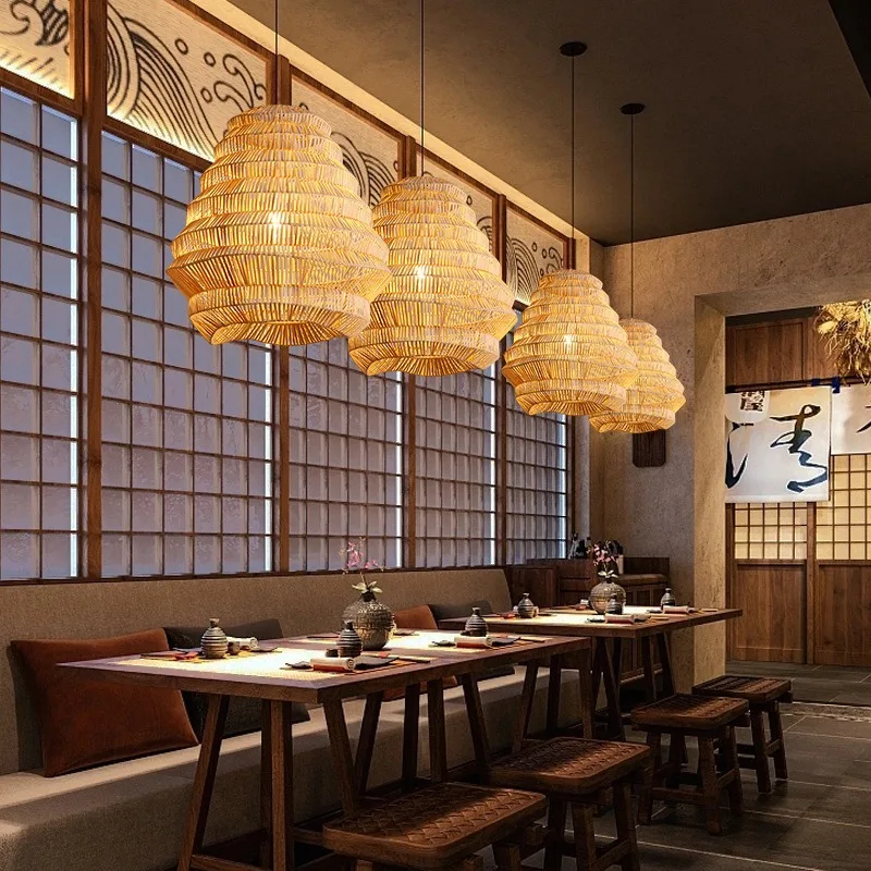 

Southeast Asian handmade rattan pendant light Japanese style creative homestay dining light rattan art tea room restaurant light