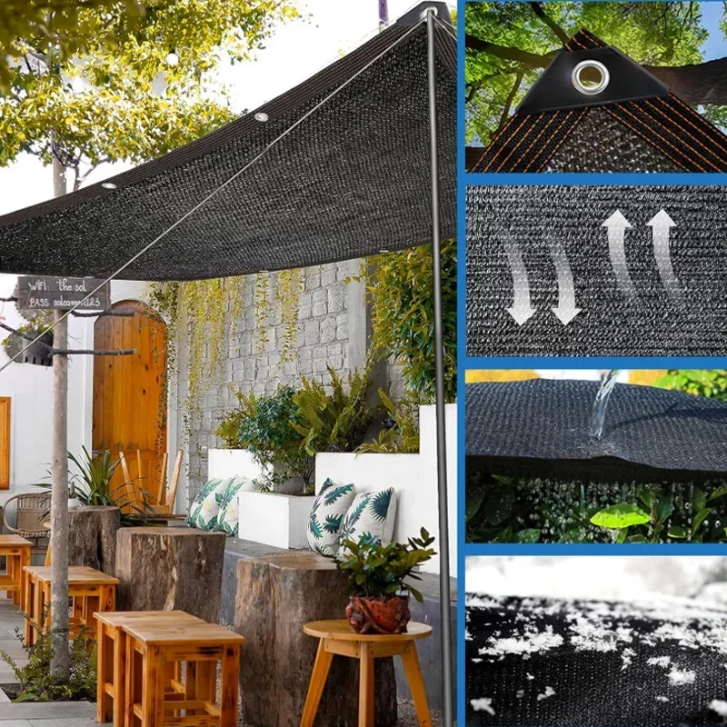 12PIN Schwarzes Sonnenschutznetz 70-80% Verdunkelungsgrad Pflanzen-Gewächshaus-Abdeckung Sichtschutz-Garten-Netz Outdoor Anti-UV-Sonnenschutz – Detail 8