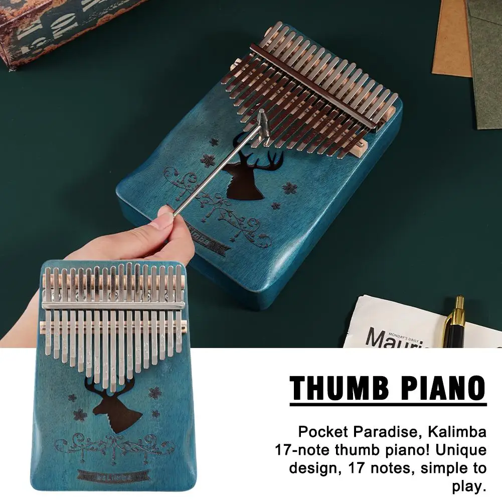 

Kalimba Thumb Piano 17 21 Keys High Quality Wood Finger Piano Unique Blue Portable Musical Instrument Gifts for Kid M2U3