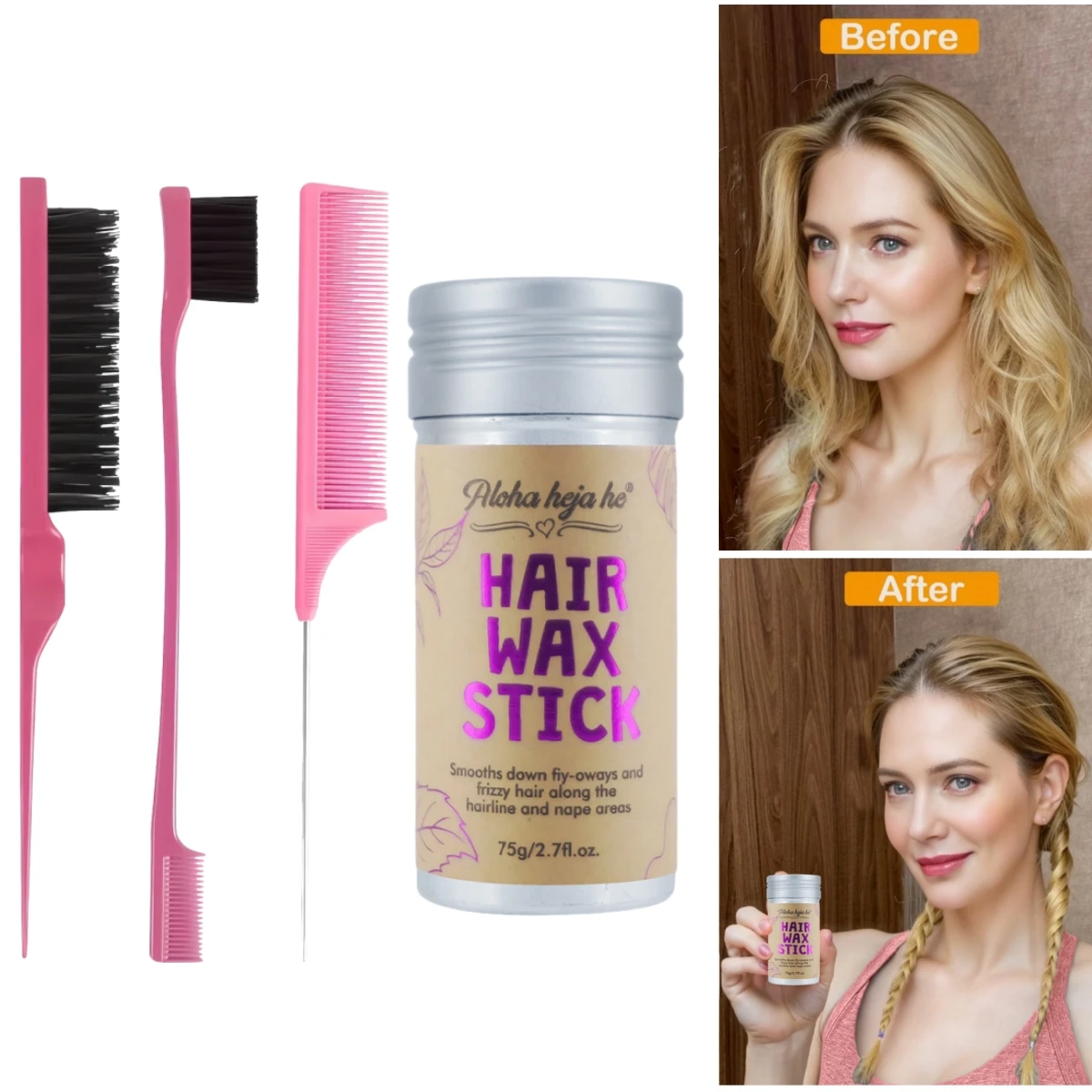 1/2Pcs Hair Wax Sticks Non-Sticky Slick Back Gel for Toddlers Girls Women Flyaway Control Wig  Natural Hair Styling Accessories