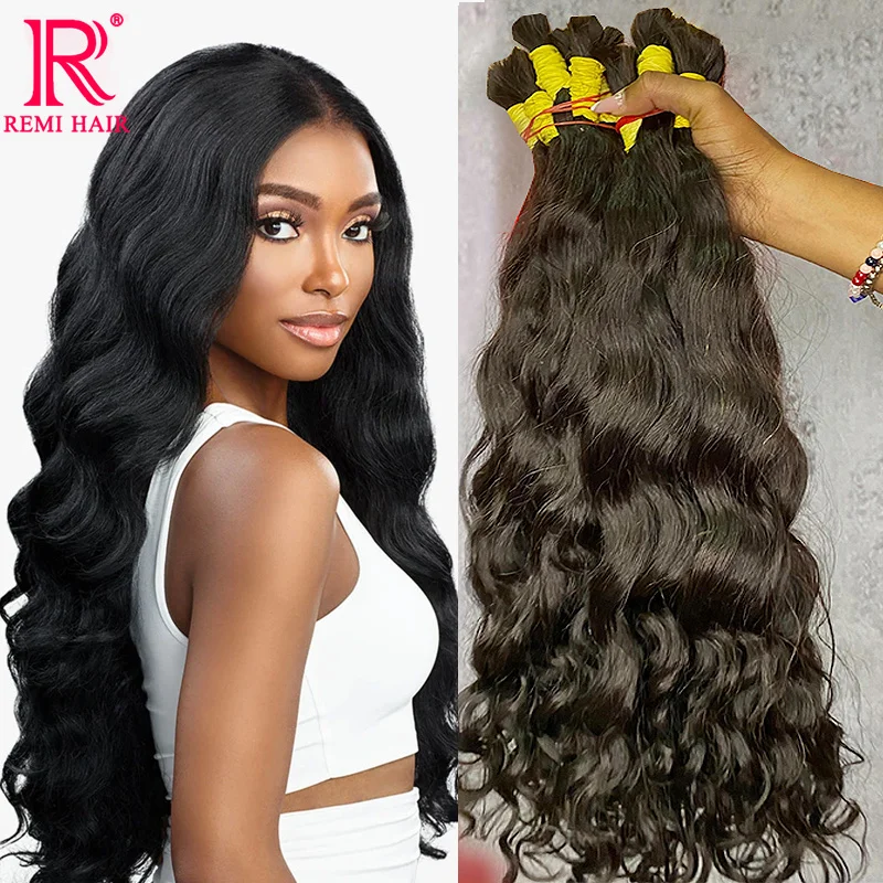 Body Wave Hair Bulk No Weft Remy Hair Extensions 100% Real Human Hair Natural Black Wavy Indian Hair Original Human Hair