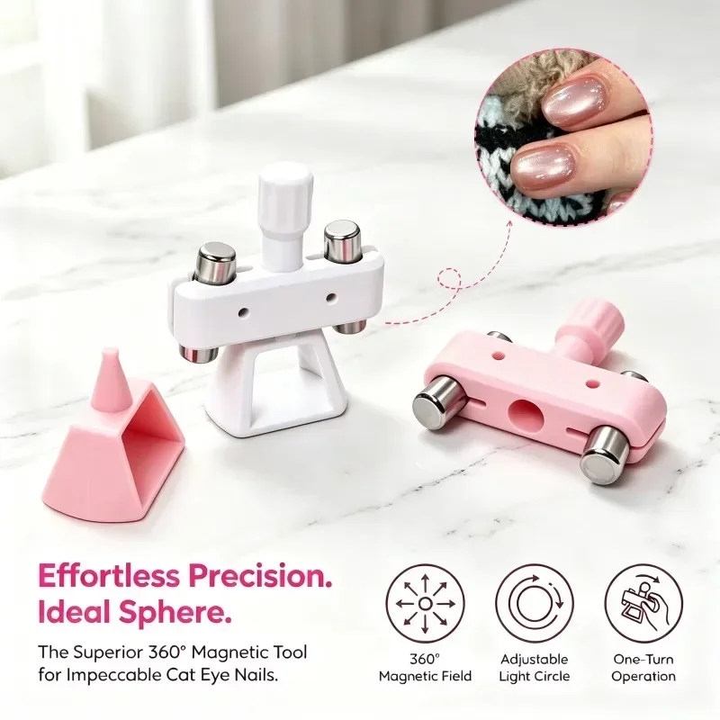 Automatic Glass Bead Cat-Eye Nail Art Tool for Beginners, No Skills Required, Includes 8*30mm Magnets  Nail Tools Cat Eye Magnet