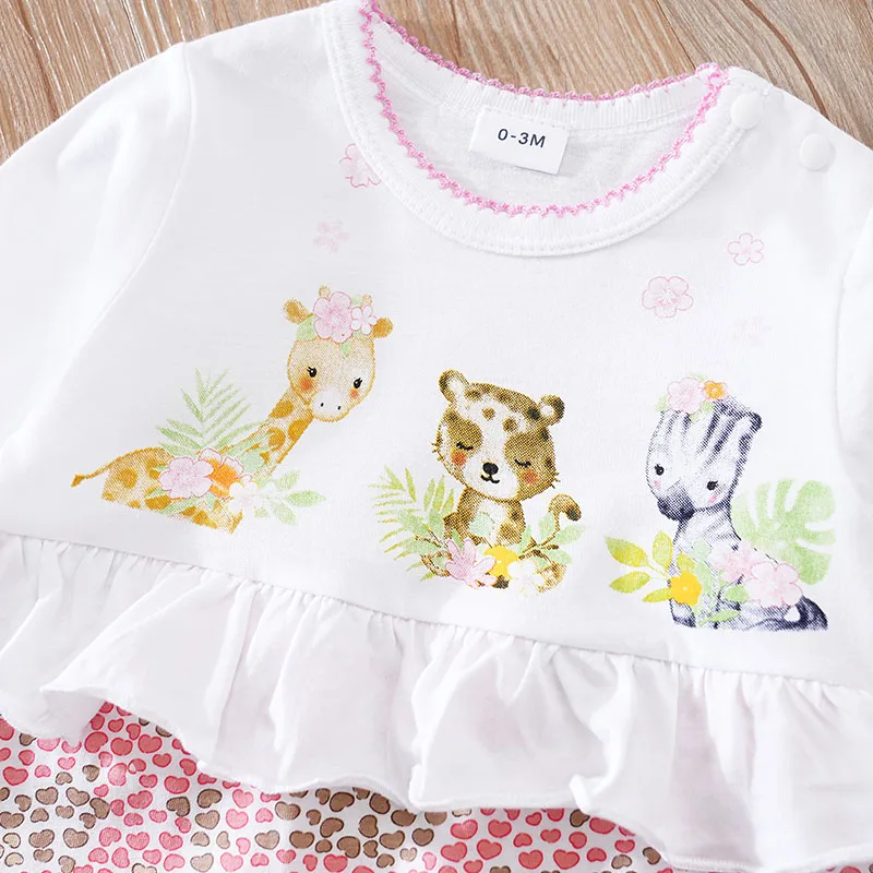 Spring And Autumn Newborn Cute Cartoon Giraffe Cotton Comfortable And Soft 0-12m Boys And Girls Long Sleeved Baby Bodysuit