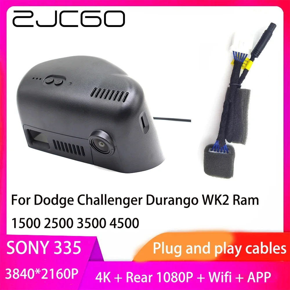 ZJCGO Plug and Play DVR Dash Cam UHD 4K 2160P Video Recorder for Dodge Challenger Durango WK2 Ram 1500 2500 3500 4500