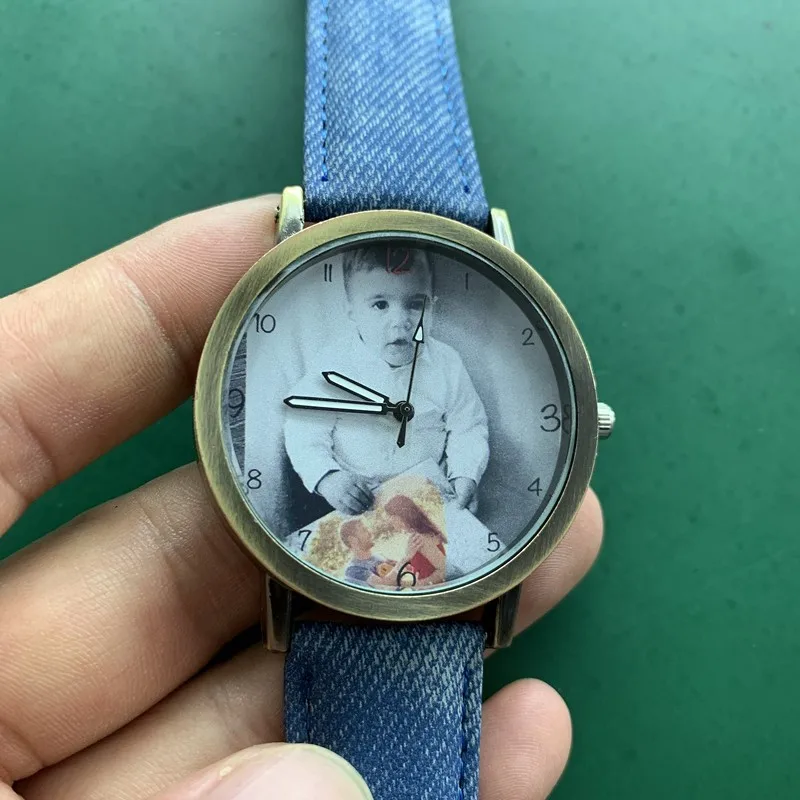 Sublimation Blank Watches Denim Leather Strap Design Your Own Wrist Watch Picture Painting Wristwatch Clock