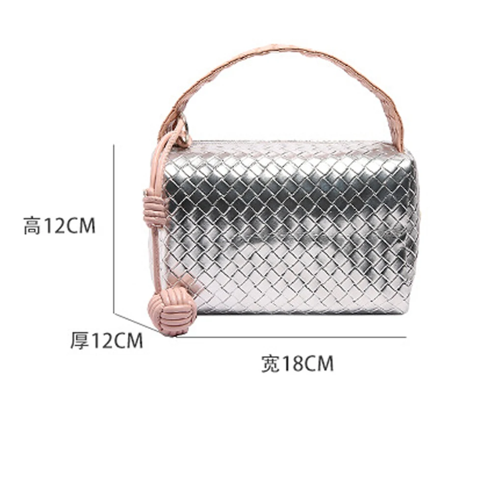 2024 nuova borsa tessuta da donna argento rosa impiombato borsa cosmetica borsa per il trucco borsa per il bagno borsa per il Design unico borse per