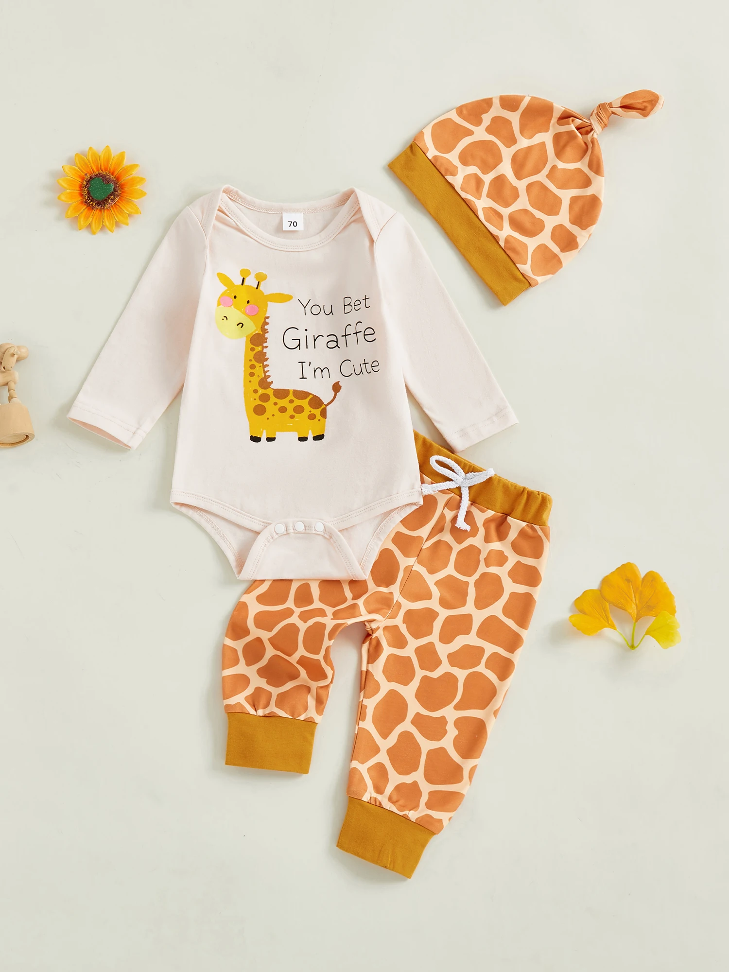 طقم مكون من 3 قطع لحديثي الولادة مع سروال رومبير لطيف بطبعة فيل وقبعة متطابقة - ملابس رائعة للرضع للأطفال الأولاد والبنات #4