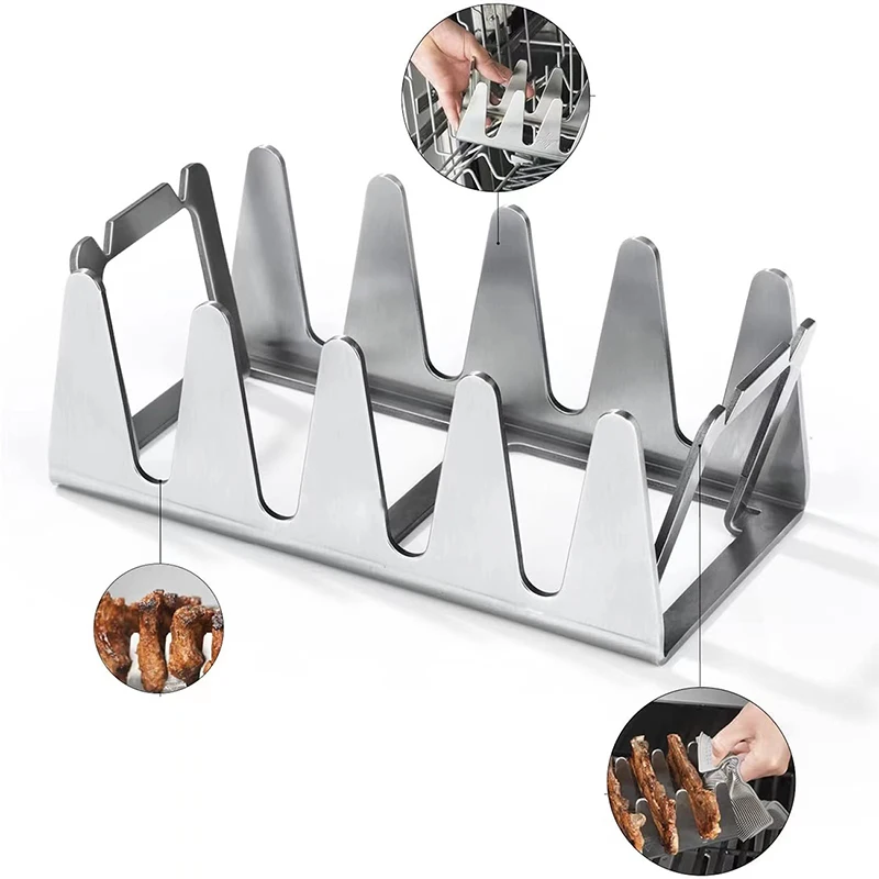 BBQ Rib Rack Multi Grill Rack Roestvrijstalen braadrek Ribrekken BBQ-gereedschap