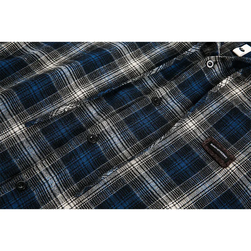 New Men\'s Hooded Plaid Shirt Loose Casual Long Sleeve Checked Overshirt Buttons Blouse Coat Male