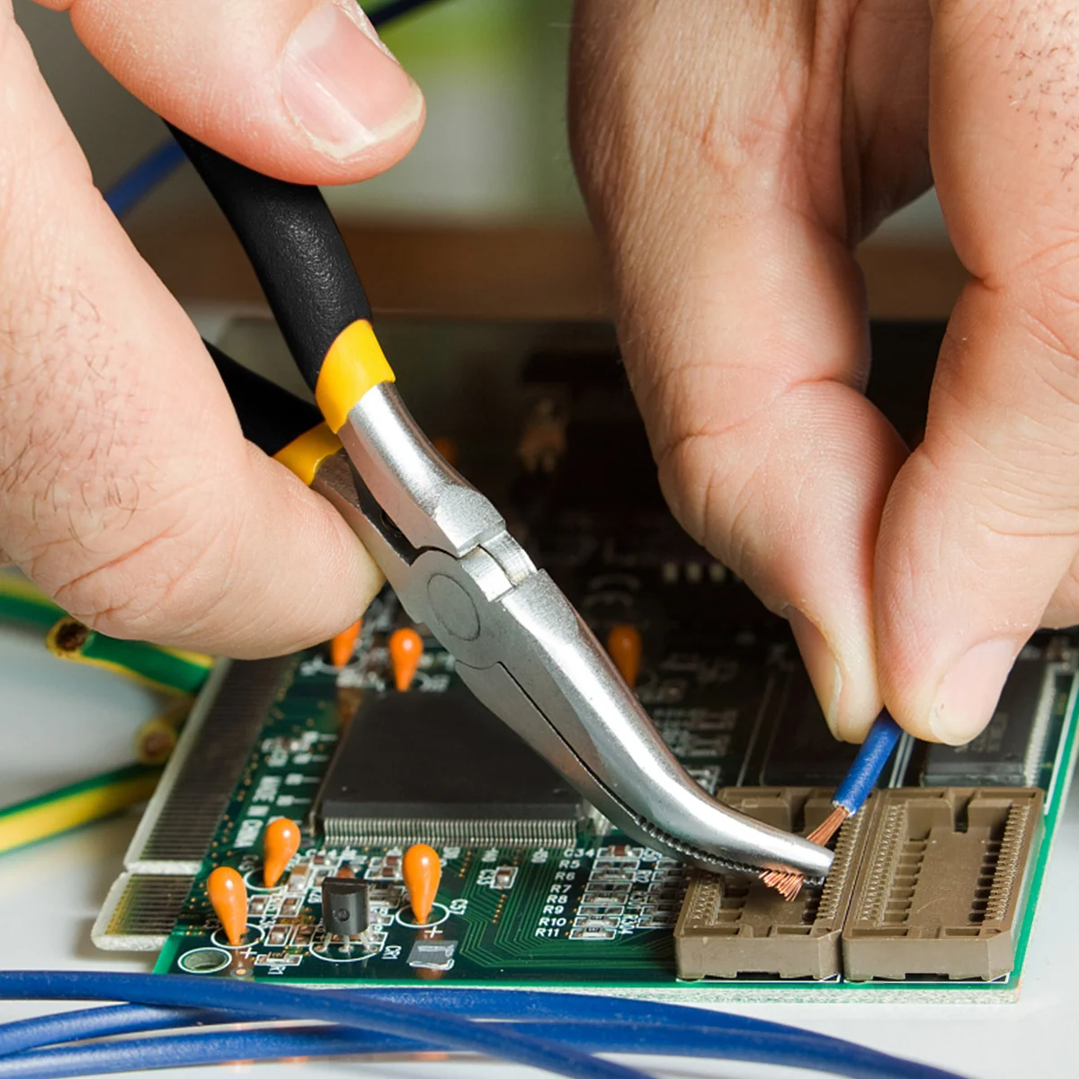 2개입 11인치 긴 곡선형 코 플라이어 내구성 있는 니켈 크롬 강철 자동차 수리용 중형 그립 도구 경량