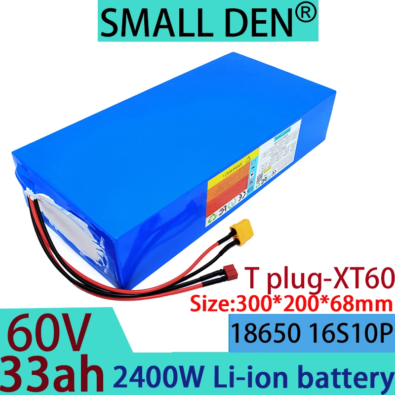 new 60V 33Ah 18650 16S10P lithium-ion battery pack 2400W electric tool battery outdoor backup battery, with 40A BMS motorcycle