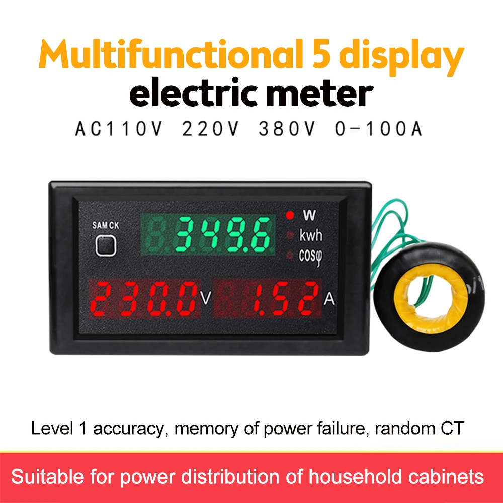 

AC 110V 220V 380V 100A 30000W LED Digital Voltmeter Ammeter Wattmeter Voltage Current Power Supply Energy Meter Detector Tester