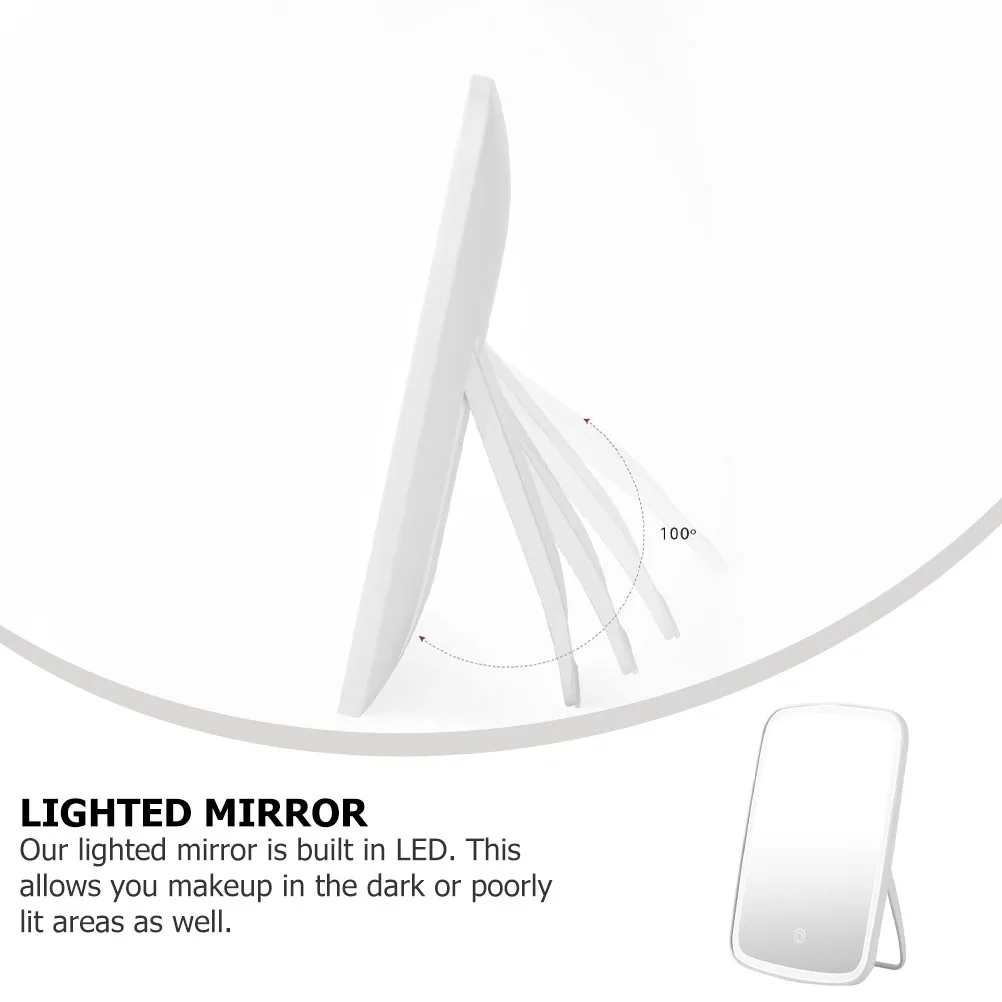 

Foldable LED Makeup Mirror Vanity Desk Table Lighted Mirrors for Cosmetics Beauty Desktop Bathroom Bedroom High Definition ABS