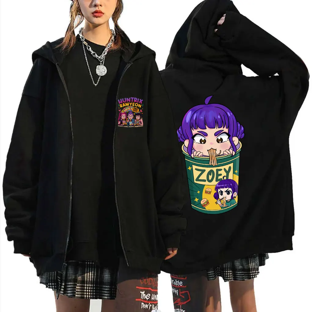 

Movie KPop Demon Hunters Zipper Hoodie Cute Kawaii Rumi Mira Zoey Graphic Zip Up Jacket Men Women Casual Fleece Cotton Hoodies