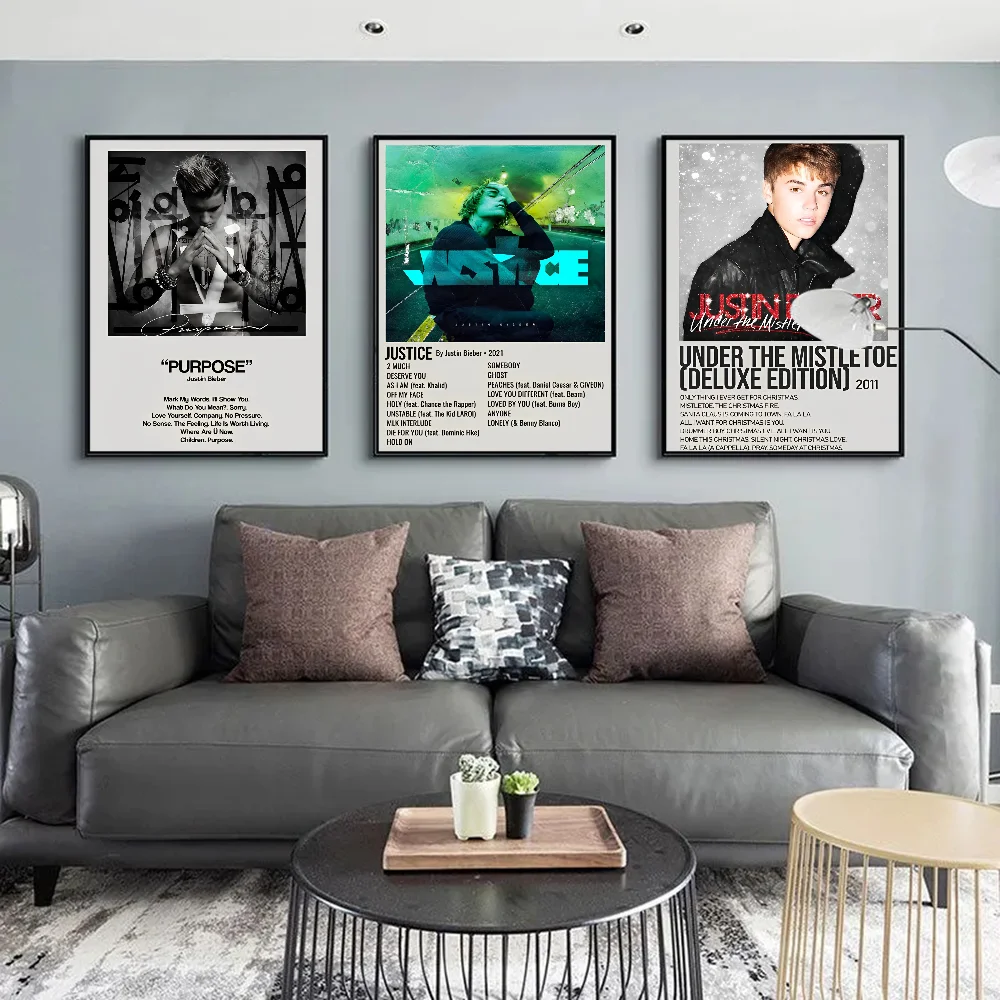 Justin Bieber Self-adhesive Art Poster Retro Kraft Paper Sticker DIY Room Bar Cafe Stickers Wall Painting