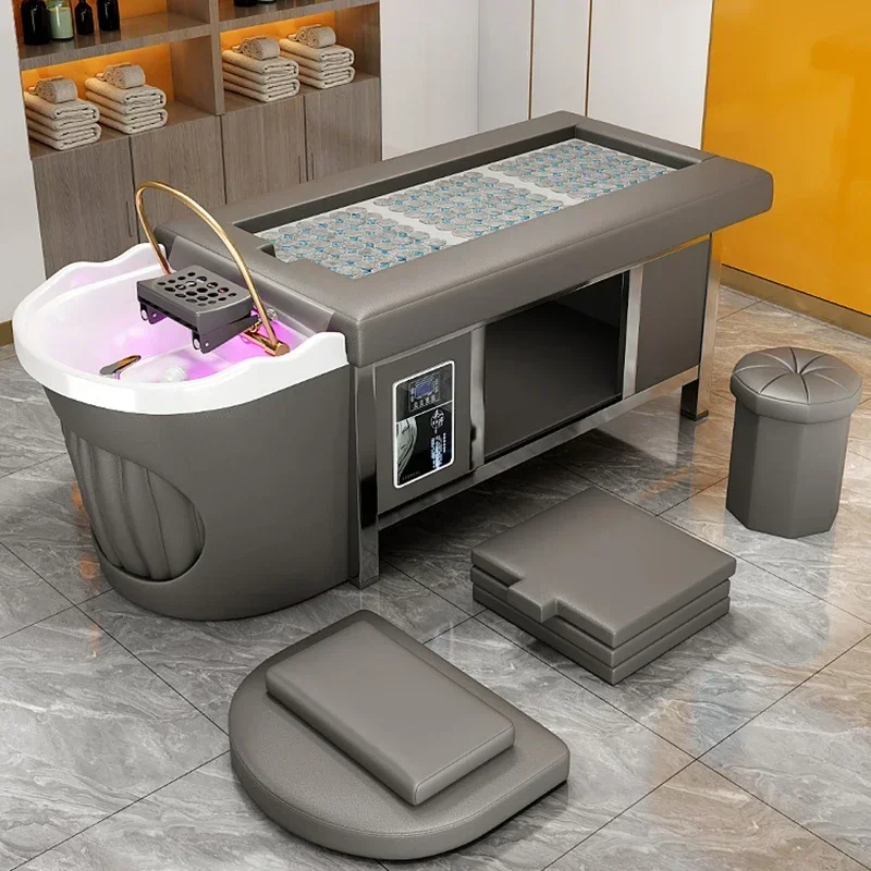 

Professional Hair Salon Washbasin Shampoo Bowl With Sink Washbasins Men's Shaving Chairs Nail Cama Abatible Spa Japanese Massage