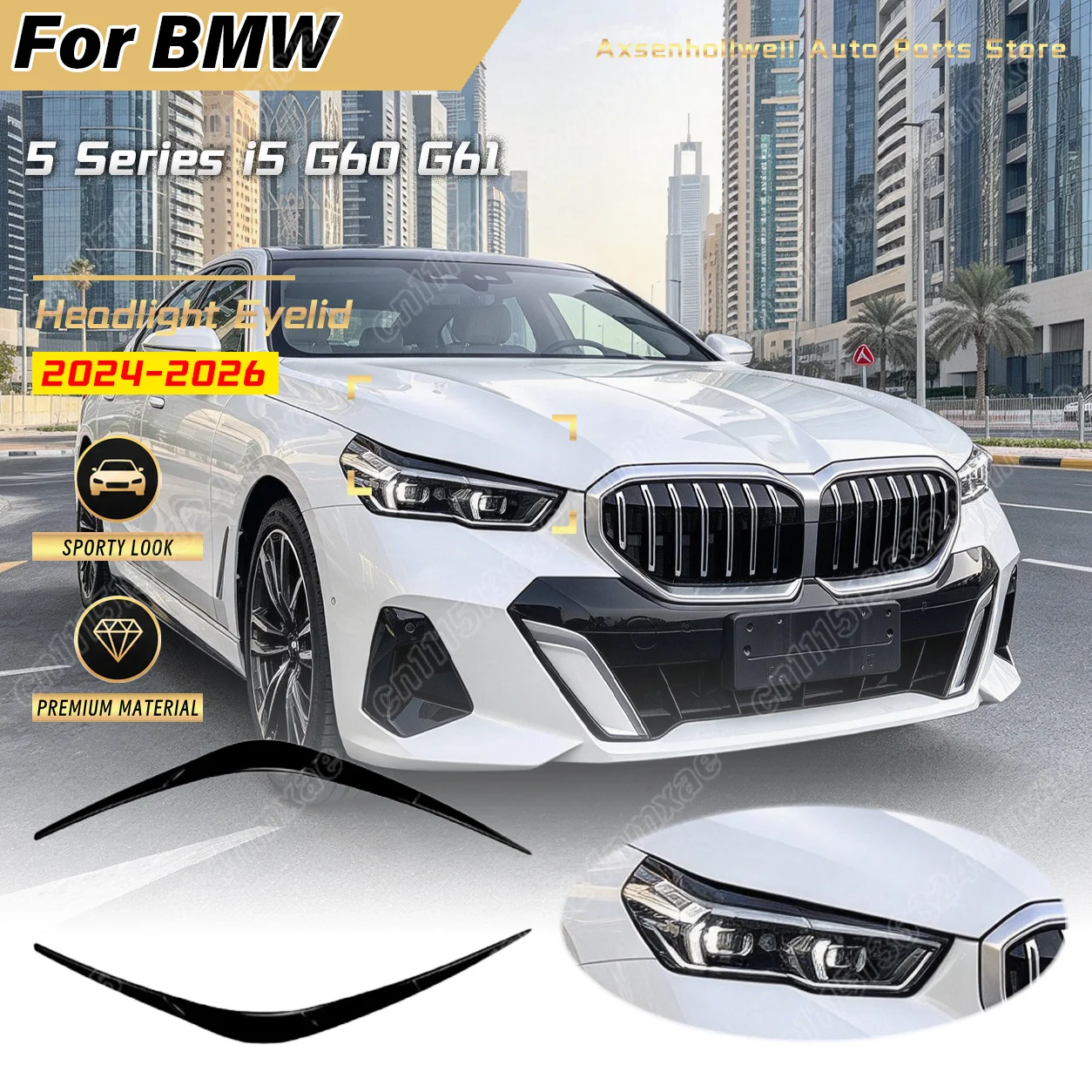 For BMW 5 Series i5 G60 G61 2024 2025 2026 Car Headlight Eyelid Automotive Upgrade Exterior Decoration Body Modification Kit