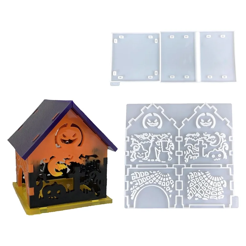 

AD30-Halloween Pumpkin Home Формы из смолы, тыквенные формы из эпоксидной смолы с тыквой на Хэллоуин, забавные силиконовые формы