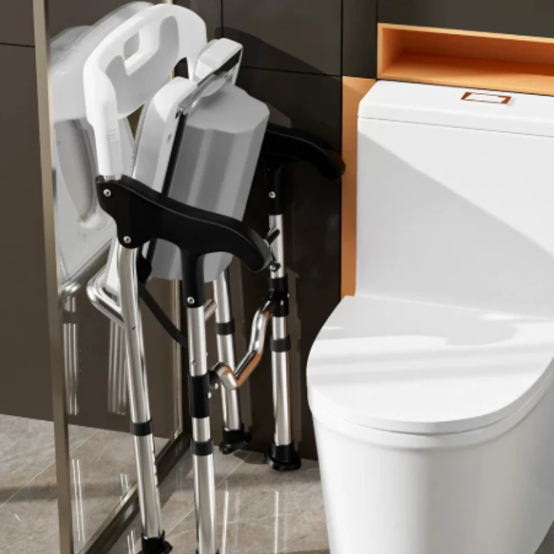 Dual Purpose Bathroom Chair High Toilet Stool for Adults Aluminum Non-slip Shower Stool Adjustable Transfer Chair for Elderly