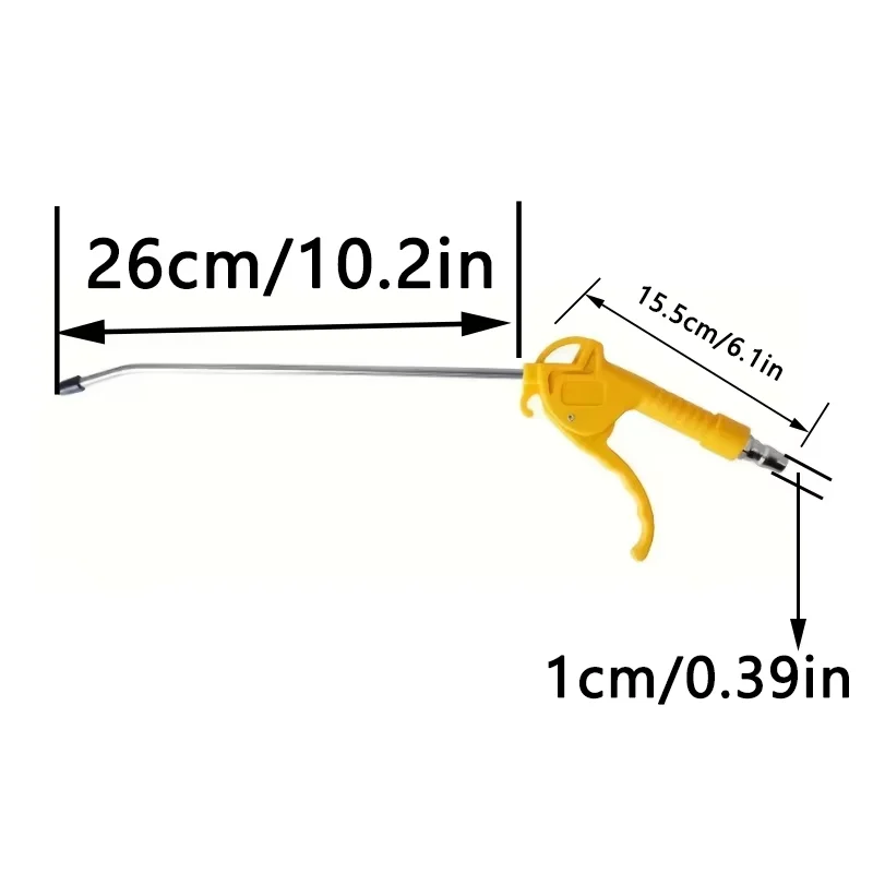 Luchtblaaspistool, luchtblaaspistool met hoog debiet voor compressor met schuin gebogen mondstuk, drie kleuren om uit te kiezen, korte stijl