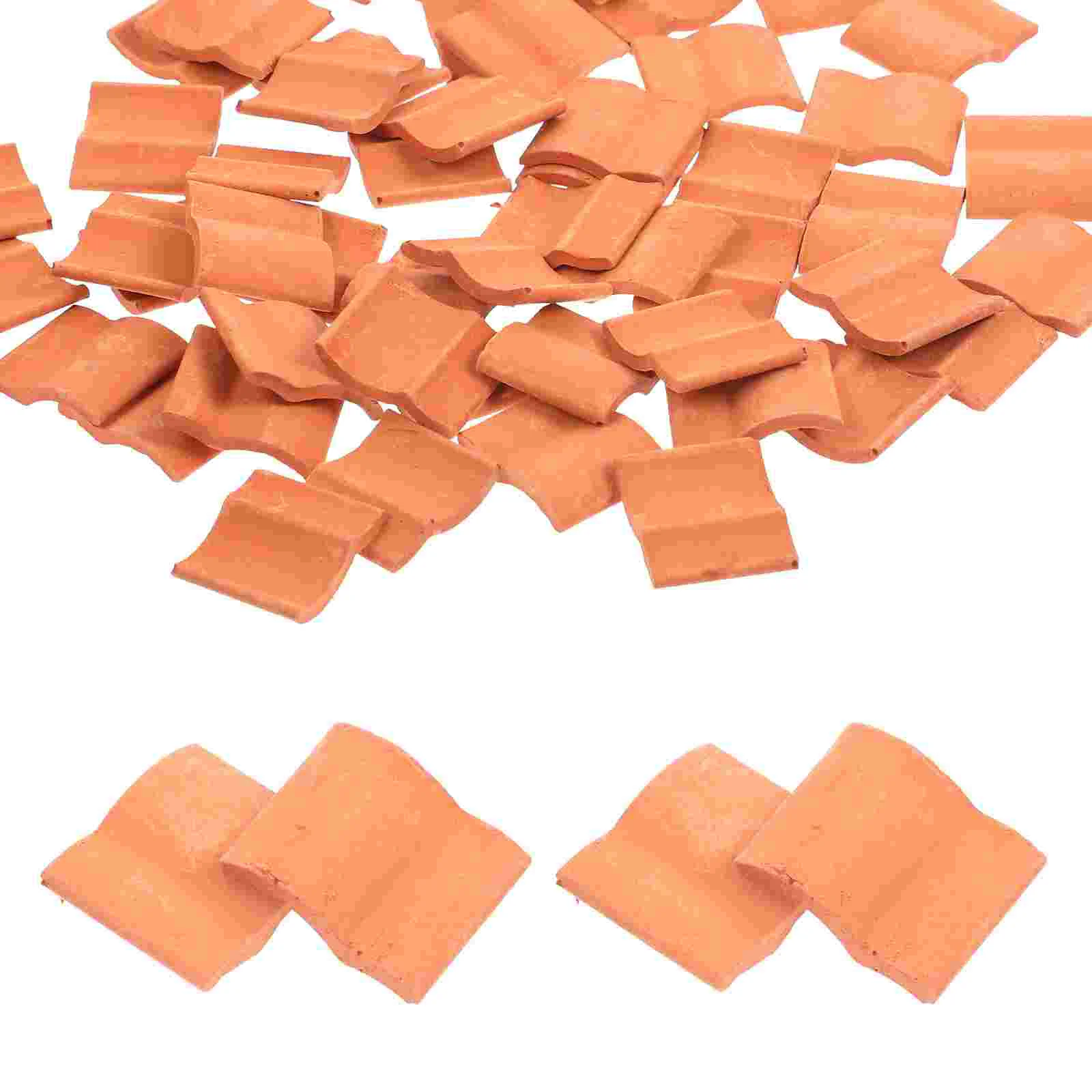 

50 Pcs Building Blocks Mini Bricks Miniature Roof Tiles Lifelike Small Clay DIY Layout Decors Sand Table Model Models Child