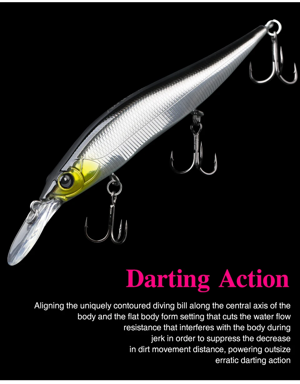TSURINOYA 98mm 10g SP Tiefe Max 2,2m Suspending Minnow Jerkbait AURORA 98SP Gewicht Harter Köder Weitwurf Angelköder – Detail 9
