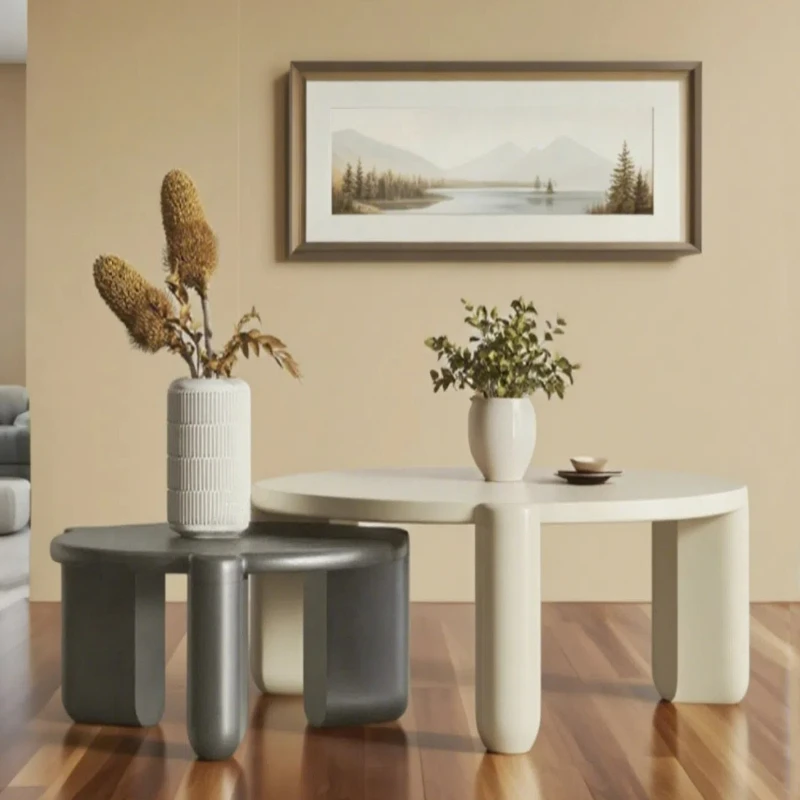 Painting living room coffee table round coffee table designer retractable side table combination