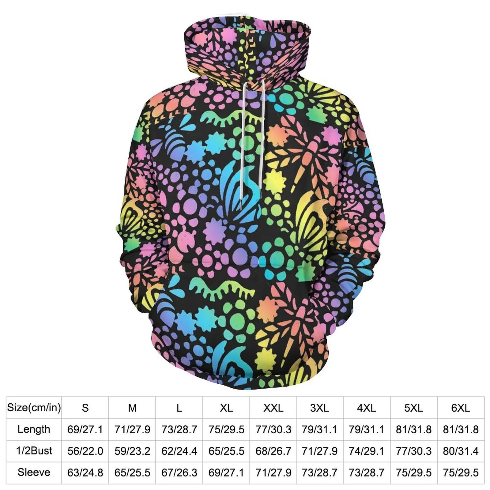 Flower Power Casual Hoodies Neon Butterfly Print Aesthetic Pullover Hoodie Unisex Long Sleeve Harajuku Loose Oversized Tops