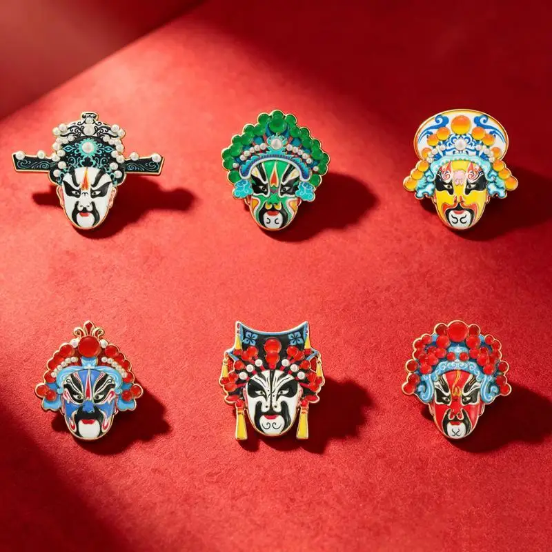 1Pcs Chinese Style Theatre Drama Emblem Peking Theatre Face Metal Brooch Holiday Gift Decoration Brooch Backpack Accessories
