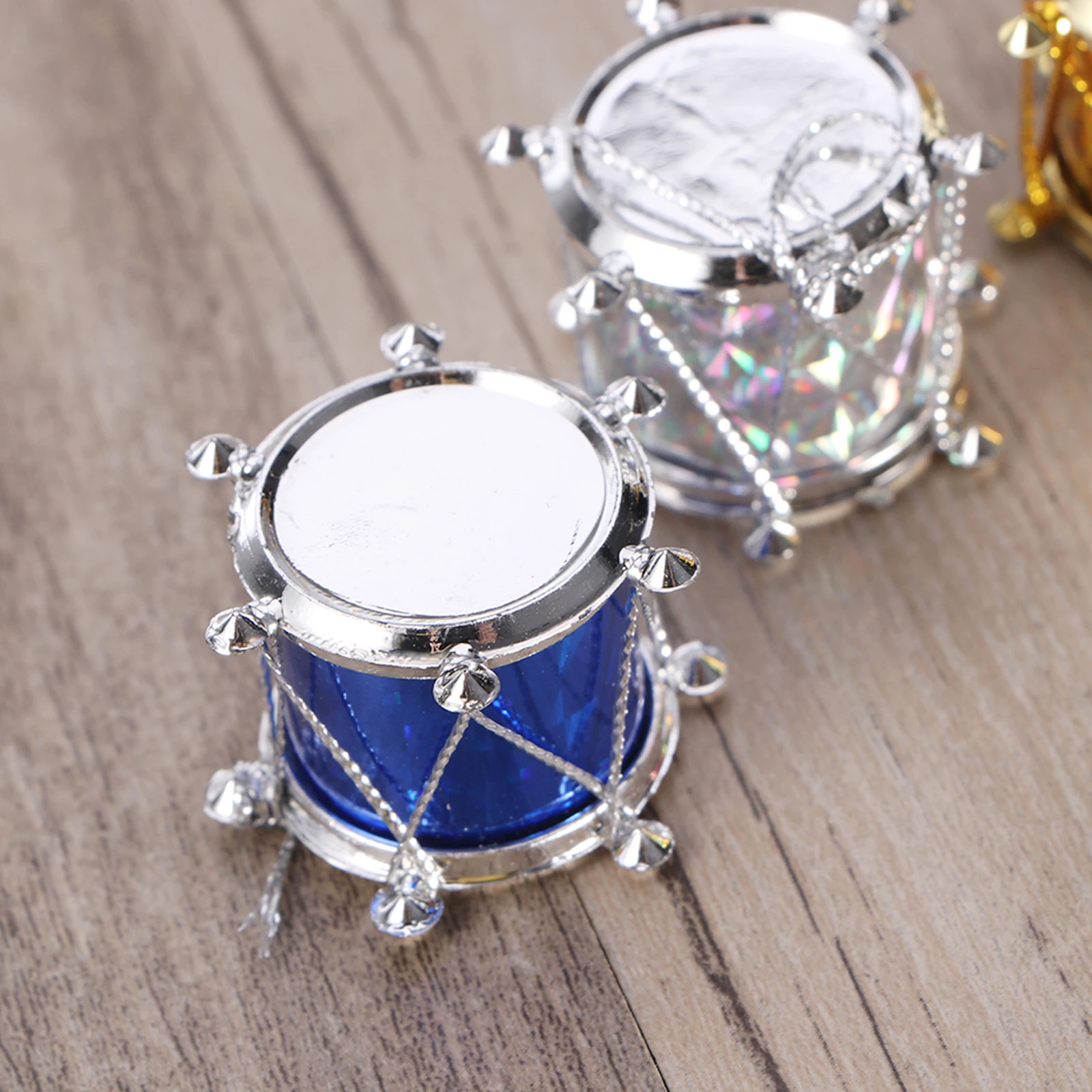 

48 PCS Snack Drum Pendant Miniature Glitter Holiday Christmas Decorations for Home Tree Ornaments Fashion