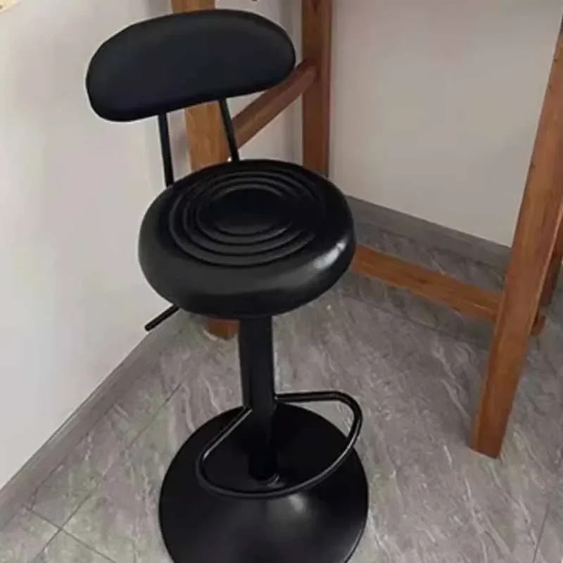 

LeatherJapanese Bar Stool Modern Long Black Swivel Tubular Bar Chair Luxury Mainstays Minimalist Cadeira Lounge Suite Furniture