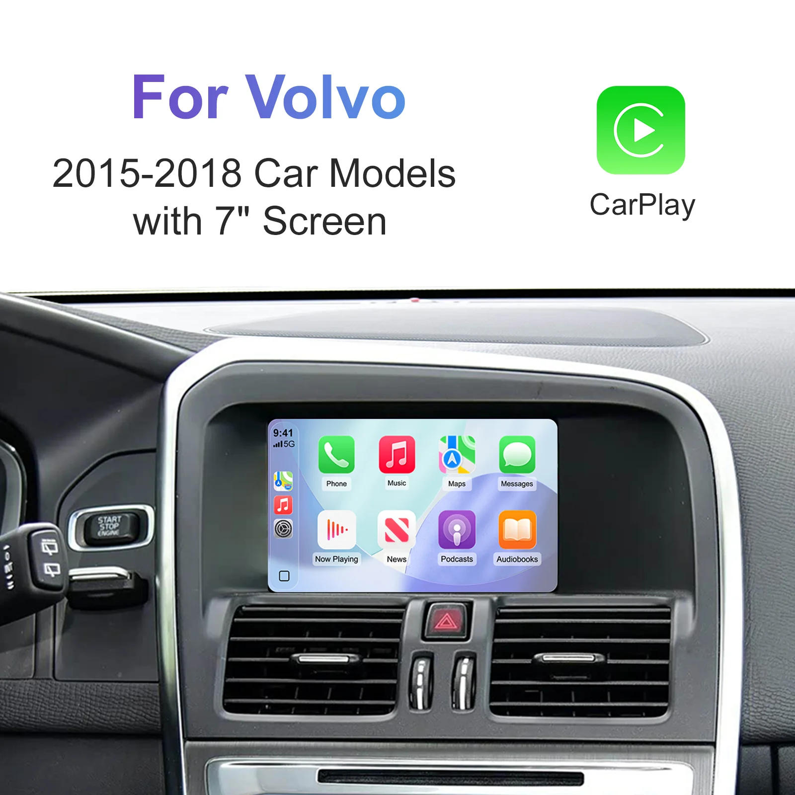 Ezonetronics Wireless CarPlay Android Auto Retrofit Kit Decoder Box for Volvo V40 V60 S60 XC60 S80 2015-2018 with 7 inch Screen