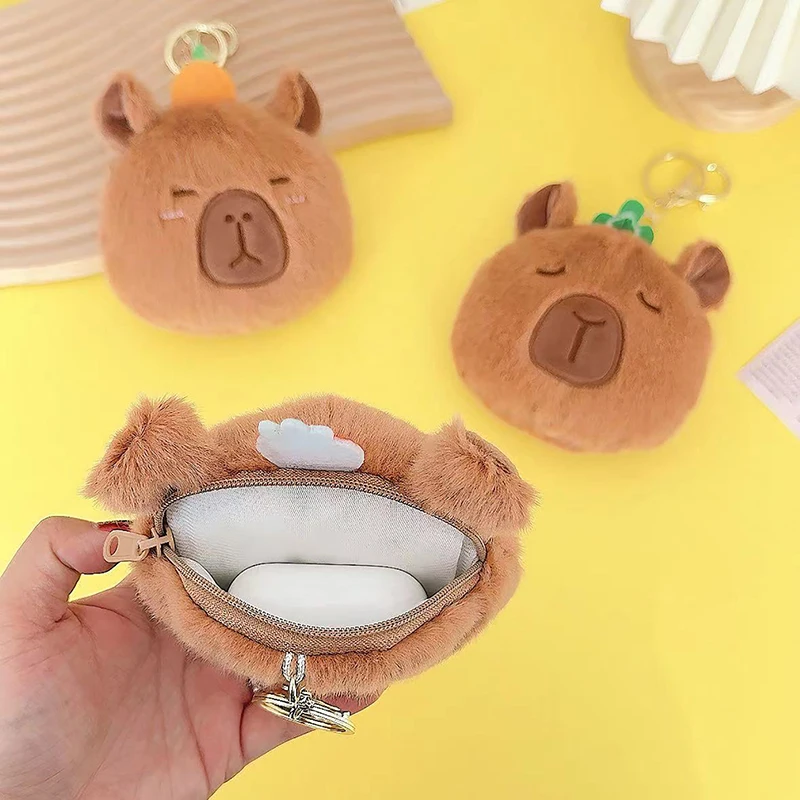 Cute Cartoon Creative Animal Capybara Plush Coin Purse Zipper Change Purse Kawaii Small Wallet Toys For Children Birthday Gifts