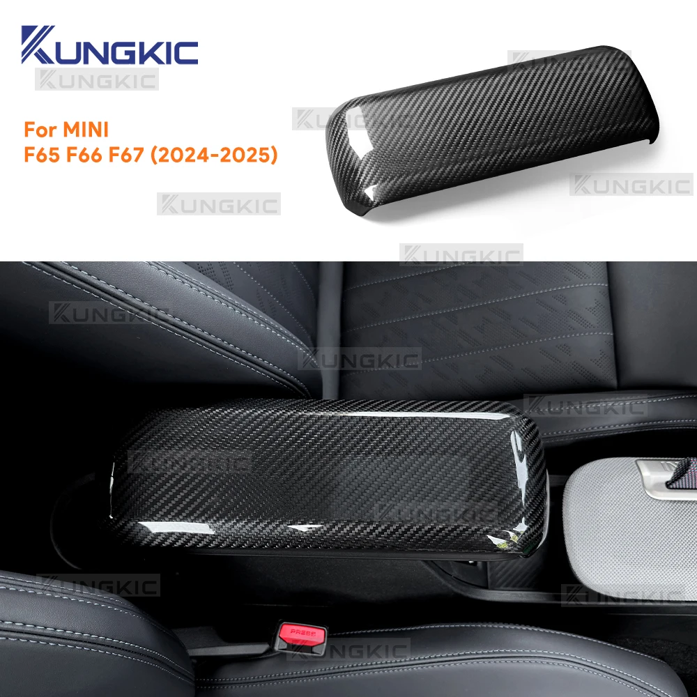 

For BMW Mini Cooper S F65 F66 F67 2024 2025 Hard Real Carbon Fiber Car Armrest Box Cover Frame Sticker Interior Styling