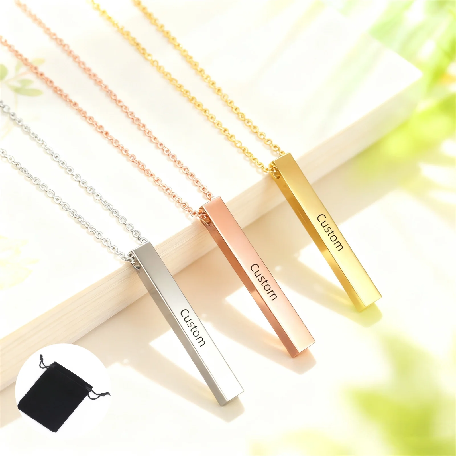 Customized Multi-Sided Engraved Necklace for Couples