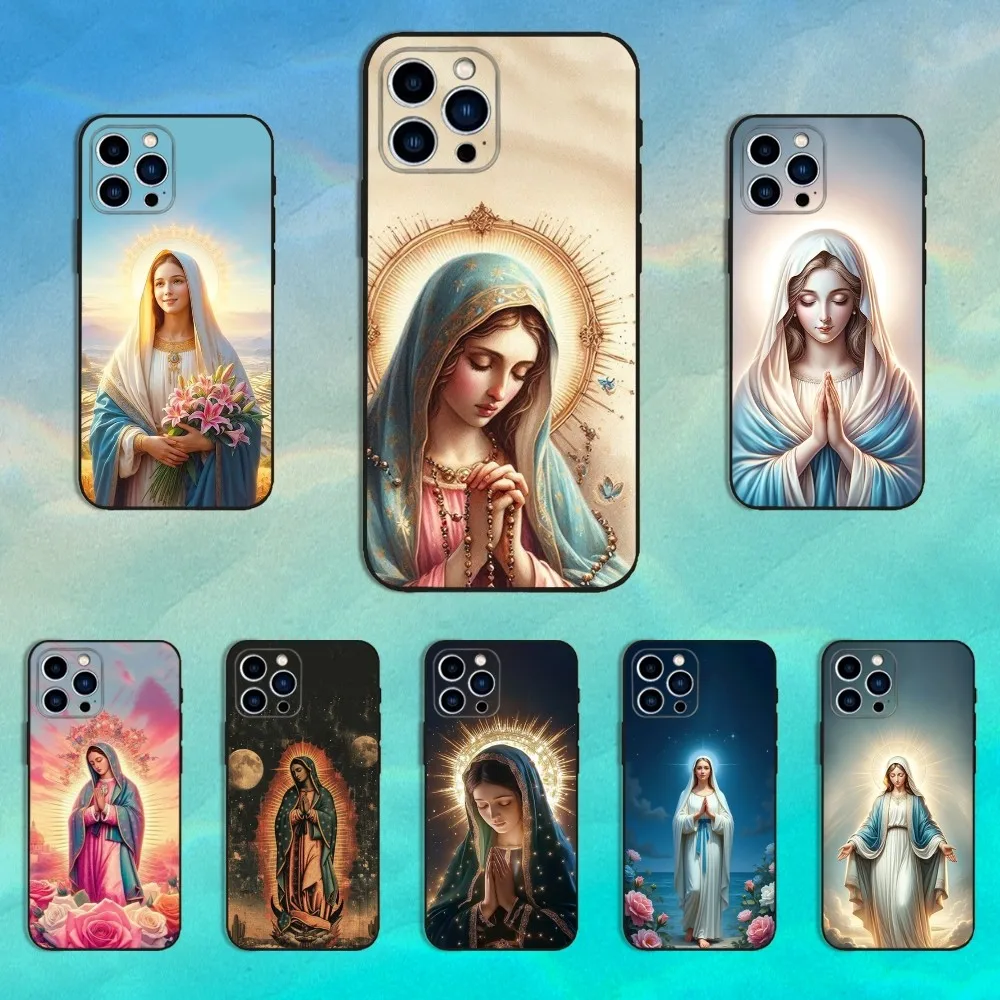 

Virgin De Guadalupe Phone Case For iPhone 16,15,14,13,12,11 Plus,Pro Max,XS,X,XR,SE,Mini,8,7,Soft Silicone Black Cover