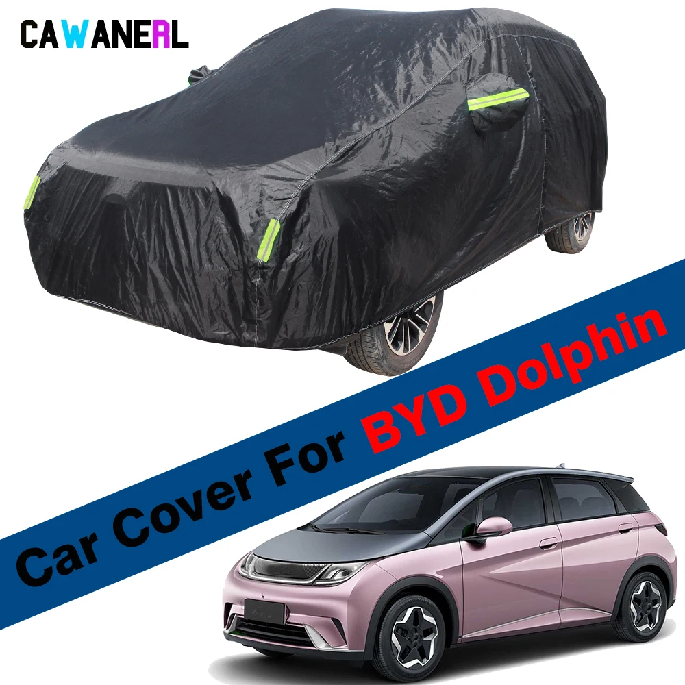 

Full Black Car Cover Waterproof Sun Shade Anti-UV Rain Snow Dust Resistant Auto Cover For BYD Dolphin 2021 2022 2023