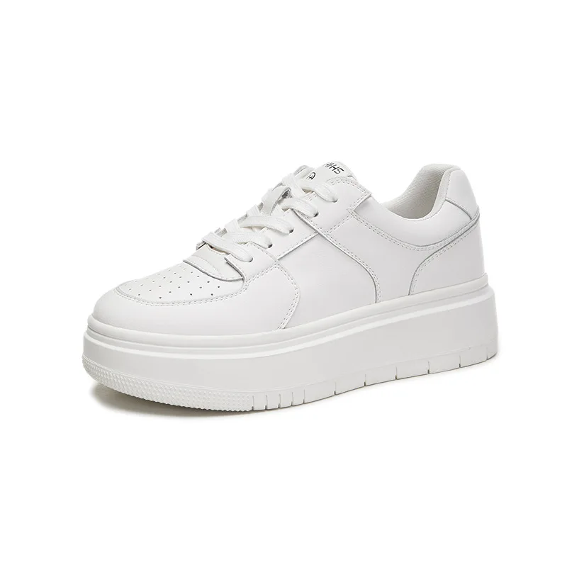 

3CM Cow Genuine Leather Chunky Sneakers Women Platform Wedge Spring Plush Autumn Flats Fashion Big Size Causal Shoes