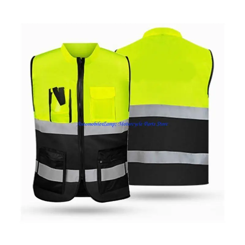 H7BD High Visibility Reflective Vest Safety Vest with Reflective Strips Construction Workwear Safety Reflective Vest