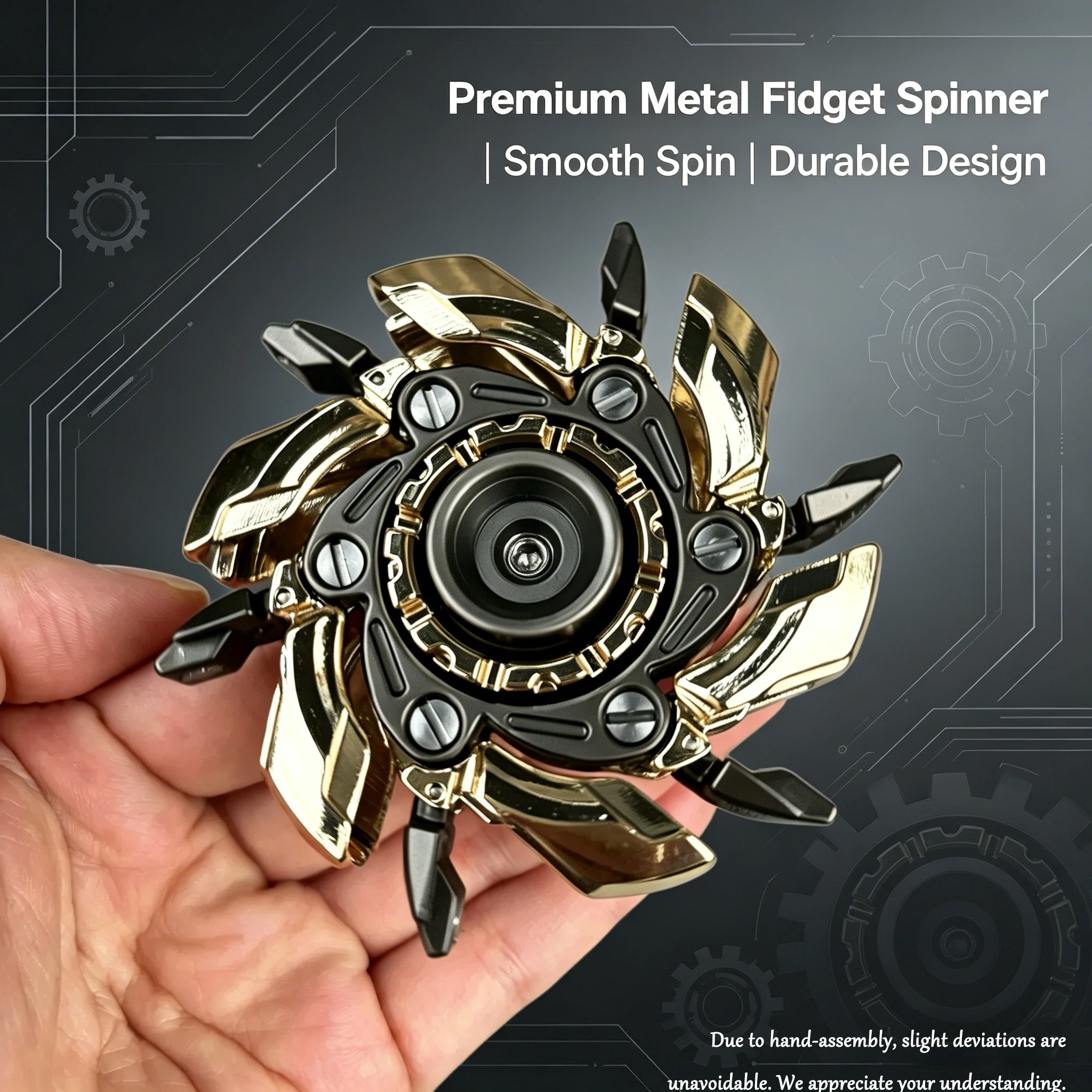 Mechanisch Verformbarer Metall-Fidget-Spinner, Premium-Legierung EDC Handspinner, Sanft Drehender Anti-Stress Fingerspitzen-Gyro-Spielzeug für Erwachsene