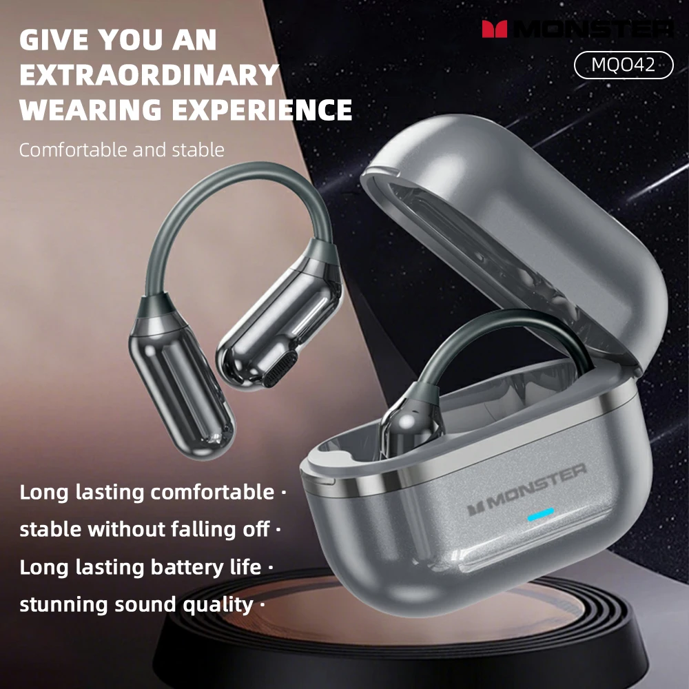 Monster MQO42 سماعة لاسلكية تعمل بالبلوتوث سماعات الحد من الضوضاء سماعات الألعاب الرياضية HiFi ستيريو الموسيقى HD دعوة سماعة مع هيئة التصنيع العسكري #1