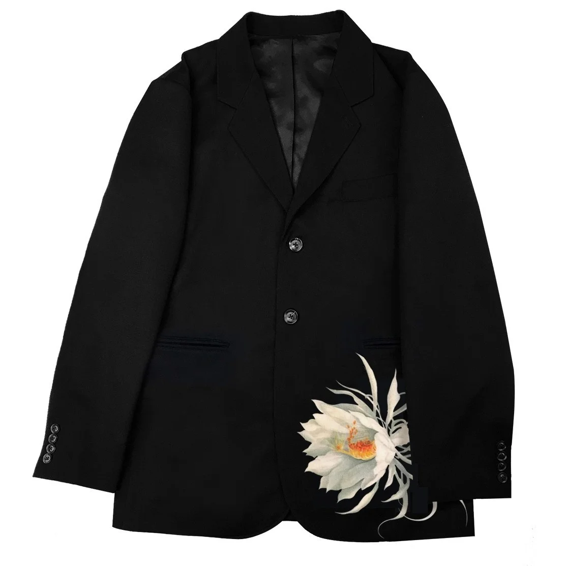 Black Shirt  Suit Epiphyllum Single Breasted Lapel Casual Suit Jacket Trend Blazer,YamamotoStyle