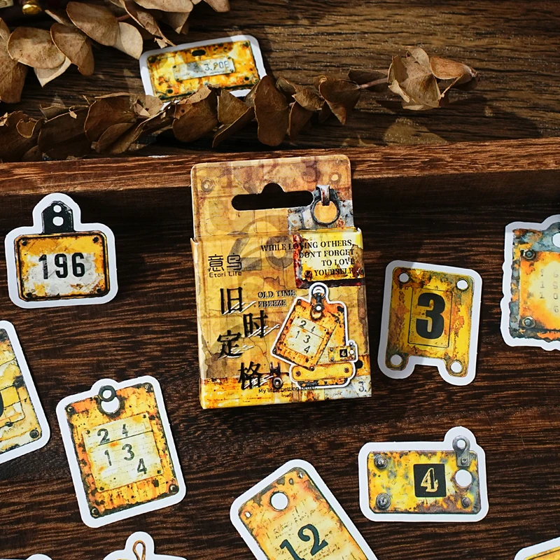 12 แพ็ค/ล็อต Old Metal รหัสผ่าน Series น่ารักน่ารัก Retro ตกแต่ง Sticky ป้ายสติกเกอร์