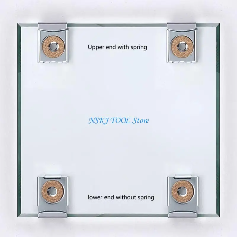 L8RC 4Pcs/Set Stainless Steel Mirror Clamps With Spring For Stable And Safe Installation Mirror Clip Holder