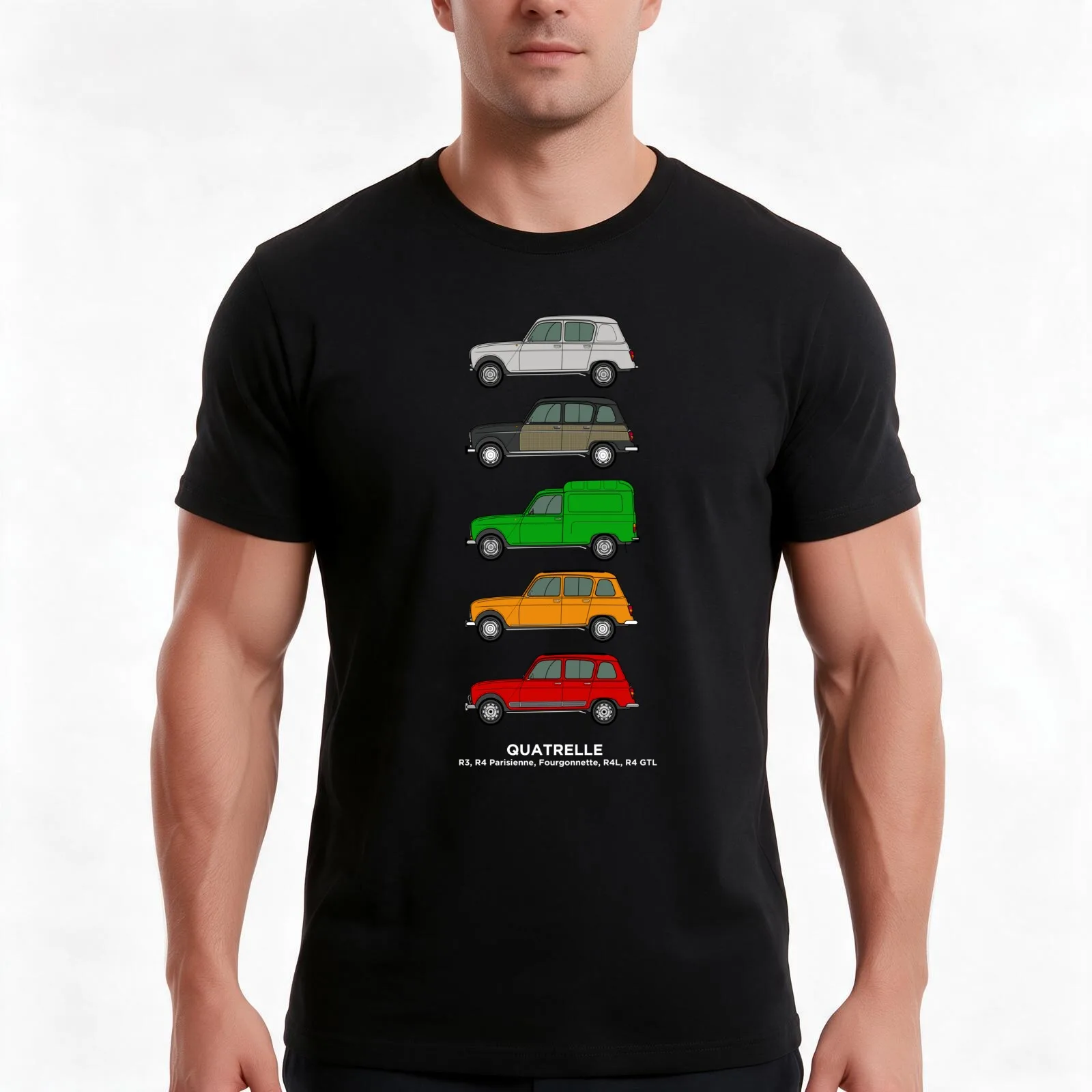 R Four 'Quatrelle' collection outline artwork T-Shirt, Summer Casual Cotton Tee, Oversized Streetwear Tops, Unisex Men Women