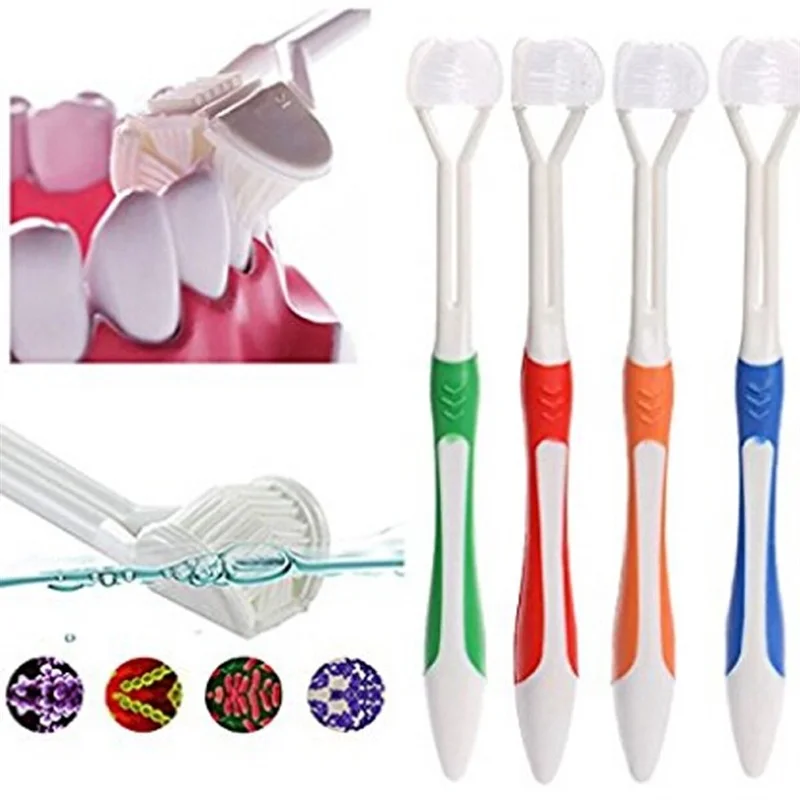 Brosse à dents en Silicone souple à trois faces pour adulte, poils souples, soins buccaux, sécurité dentaire, nettoyage buccal