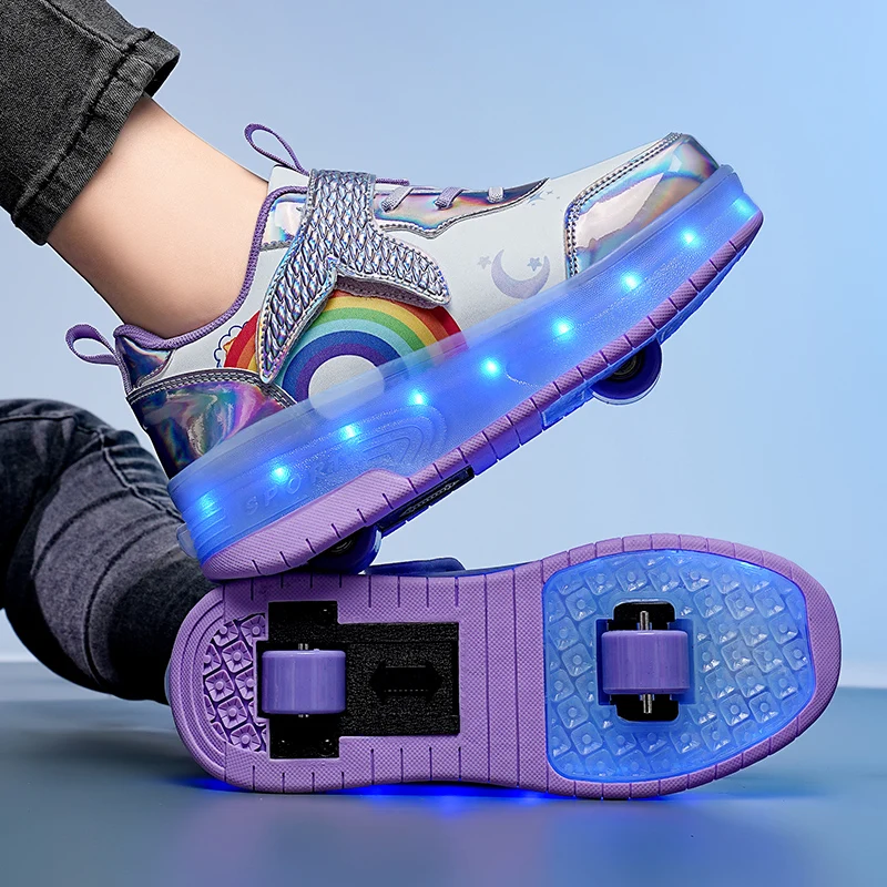 

Роликовые кроссовки для мальчиков 2025 года (новые): 2-колесные крутые многолегкие туфли на колесиках, спортивные роликовые коньки для девочек