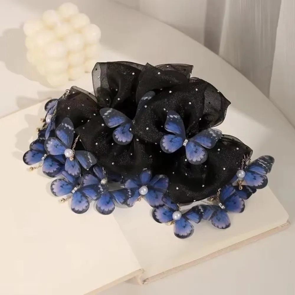 أنيقة فراشة فراشة Hairgrip شرابة زهرة الشعر مخلب البلاستيك شبكة القرش كليب أغطية الرأس #5