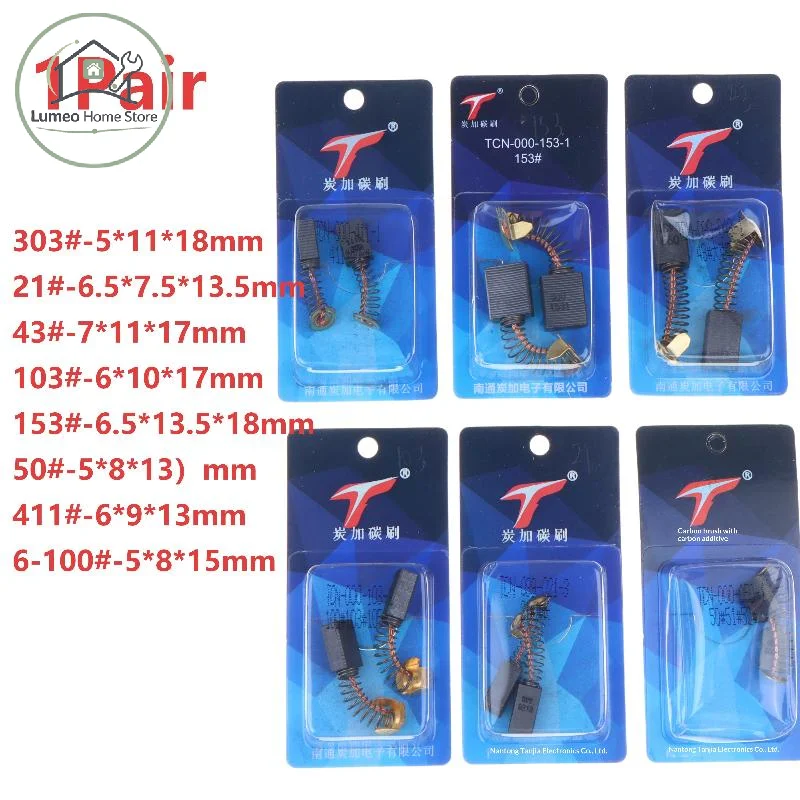 Universal Fit Carbon Brush Replacement Parts 1Pair 6-100# 21# 303# 43# 50# 103# 153# 411# for Electric Power Tools